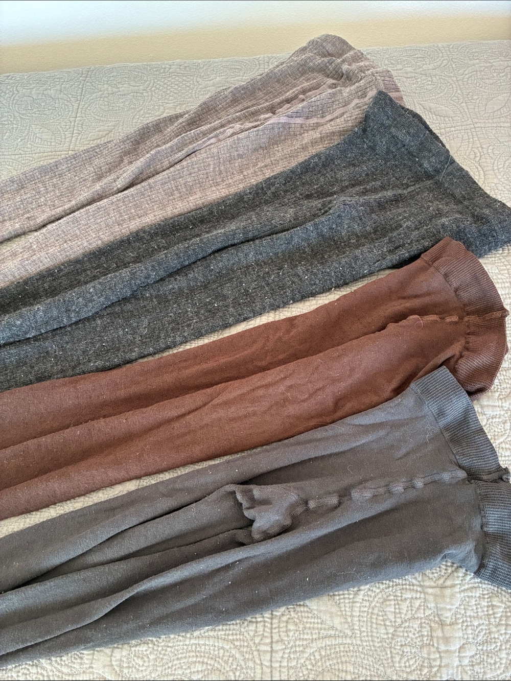 Kinert German vintage Knit wool tights lot of four - Brown, Charcoal, Gray sz lg